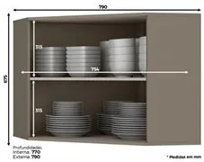 Armário Aéreo Canto Oblíquo 79cm 2 Portas 100% MDF Connect Duna/Crista