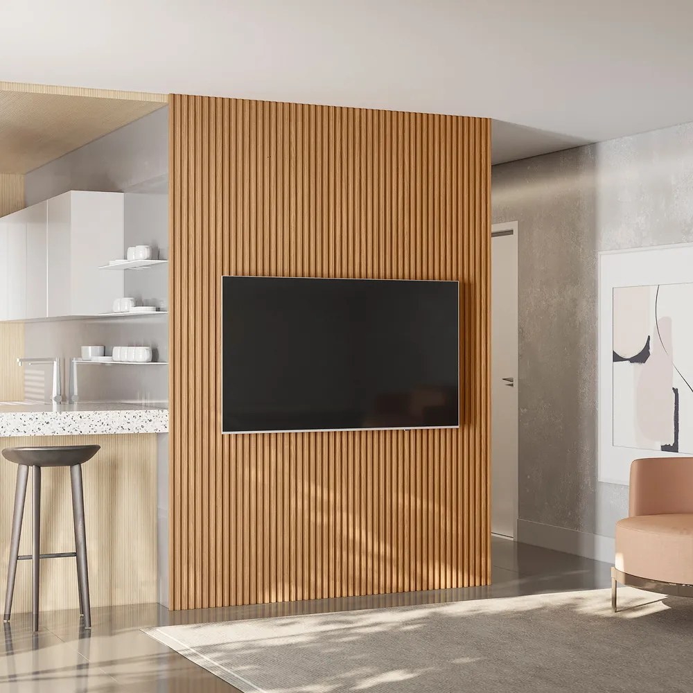 Painel para TV até 75 Polegadas Ripado Marisa Nature Fosco 180x250 cm L04 - D'Rossi
