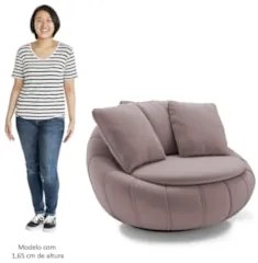 Poltrona Decorativa Redonda Giratória com Almofadas Saphire Z32 Veludo