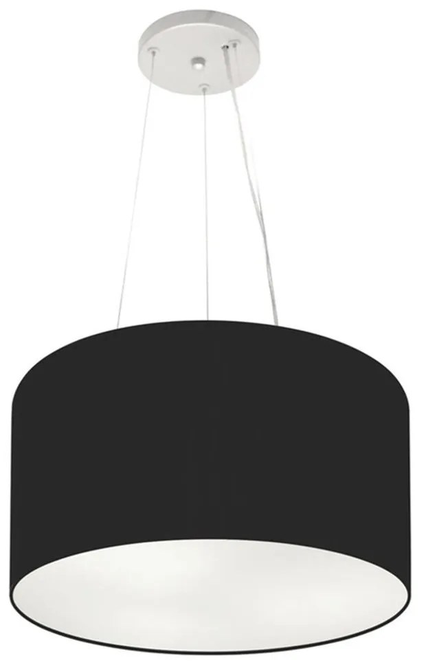 Lustre Pendente Cilíndrico Md-4009 Cúpula em Tecido 40x21cm Preto - Bivolt