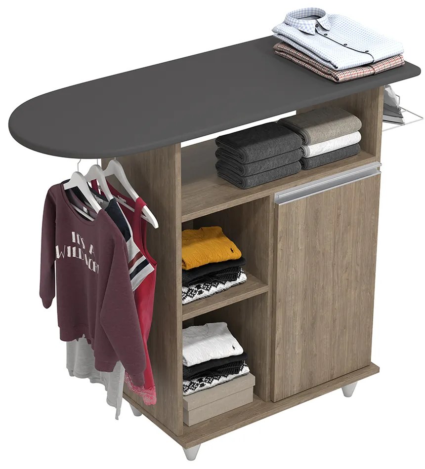 Tábua de Passar com Balcão 01 Porta Lis 107 cm L06 - D'Rossi - Castanho
