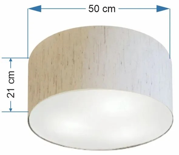 Plafon Cilíndrico Md-3048 Cúpula em Tecido 50x21cm Linho Bege - Bivolt