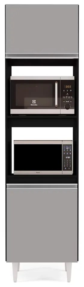 Paneleiro Torre Quente para Cozinha 02 Portas Ruth 56 cm - D'Rossi - Preto e Cinza