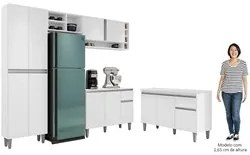 Cozinha Compacta Vanessa e Balcão Gabinete Com Tampo Tatiane 120cm Bra