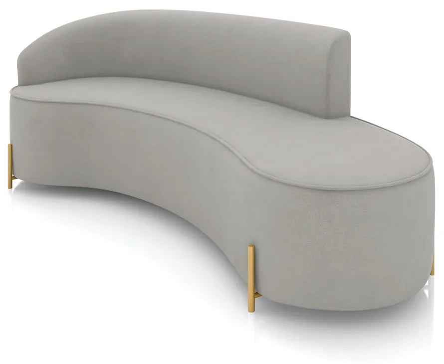 Sofá 4 Lugares Orgânico 220cm Pé Dourado Morgan Suede D03 - D'Rossi - Cinza