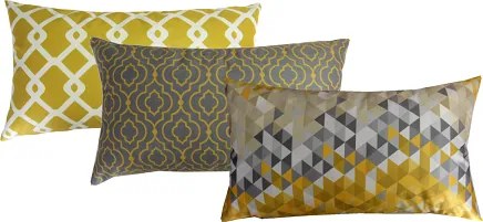 Conjunto 3 Capas Almofadas Lyon Mostarda e Cinza 30x50 cm