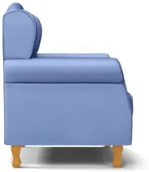 Kit 02 Poltronas de Amamentação Pés Madeira Lucy Z39 Sintético Azul -