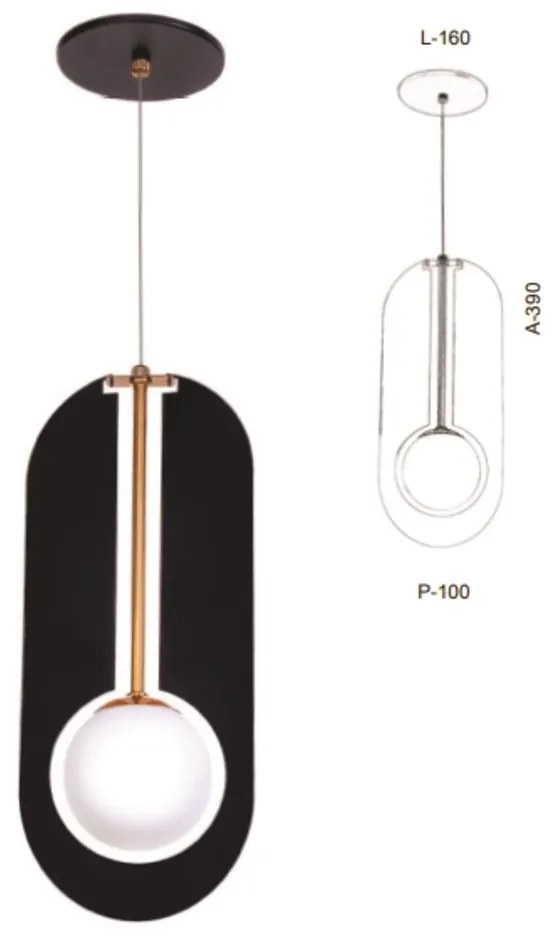 Pendente Globo Corte Laiser 16X10X39Cm Metal E Globo Ø10Cm 01Xg9 |Old... (GRAFITE / COBRE FOSCO, FOSCO (BRANCO))