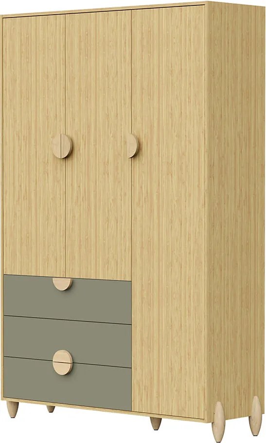 Guarda-Roupa Gracia 3 Portas - Oliva e Natural