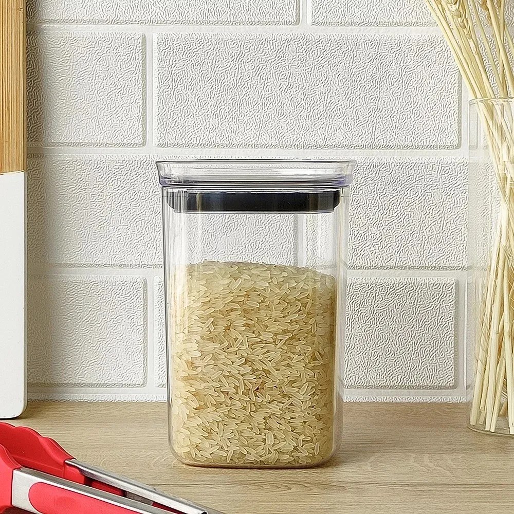 Pote Hermético de Acrílico Quadrado (0,45L - 1L- 1,5L - 2L)