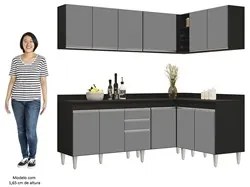 Armário de Cozinha Modulado de Canto 6 Peças CP29 Balcão com Tampo Pre