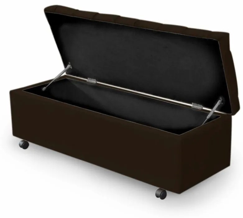 Calçadeira Baú de Casal Queen Size  160 cm Potenza Veludo Marrom - Marrom