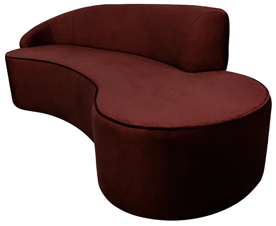 Sofá Decorativo 3 Lugares 210cm Abby Encosto Esquerdo Curvo Veludo Vinho G15 - Gran Belo