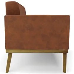 Sofá Namoradeira e 2 Poltronas Base Madeira Castanho Ana Sintético PU