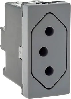 M&amp;#xF3;dulo Tomada 10a 250v Fundo Movel Pl&amp;#xE1;stico Cinza Pial Plus