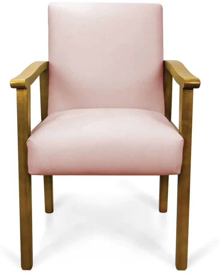 Poltrona Eloisa Veludo Base de Madeira Castanho - Rose