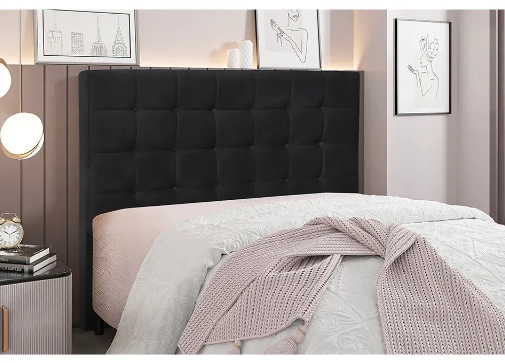 Cabeceira Cama Box Casal 140 cm Verona Veludo S04 - D'Rossi - Preto
