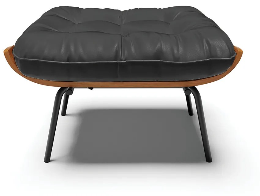 Puff Costela Corino Base Metálica Preto M11 - D'Rossi - Preto