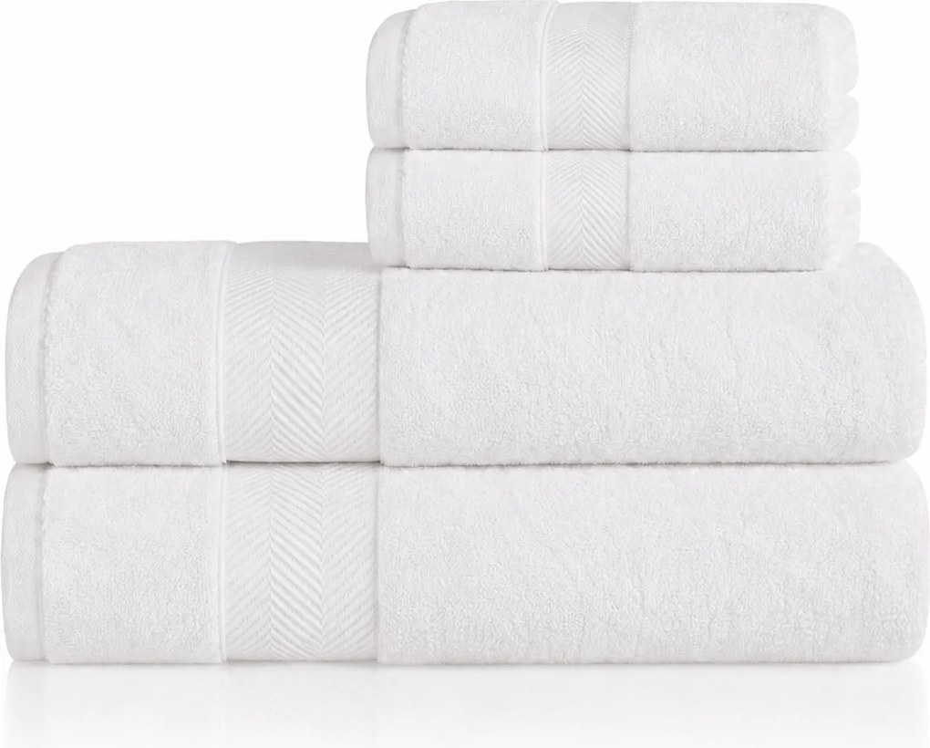Kit 4 Pçs Toalhas Karsten 100% Algodão Santi - Branco  Branco