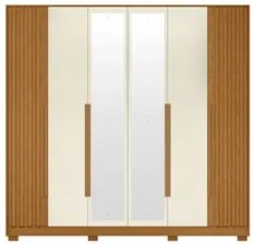 Guarda Roupa Casal 237cm com Espelho Vinna A02 Off/Cinamomo - Mpozenat