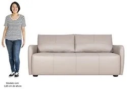 Sofá Living 3 Lugares Sala de Estar 220cm Virtus L07 Couro Bege - Mpoz