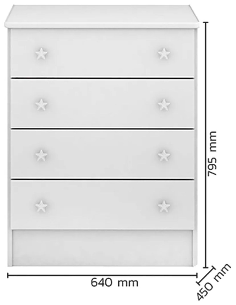 Comoda Infantil 4 Gavetas Brilhar Q01 - ADJ Decor