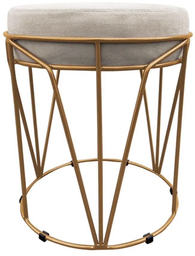 Puff Multiuso com Mesa Babu 2 em 1 Suede Base Dourado D'Rossi - Bege