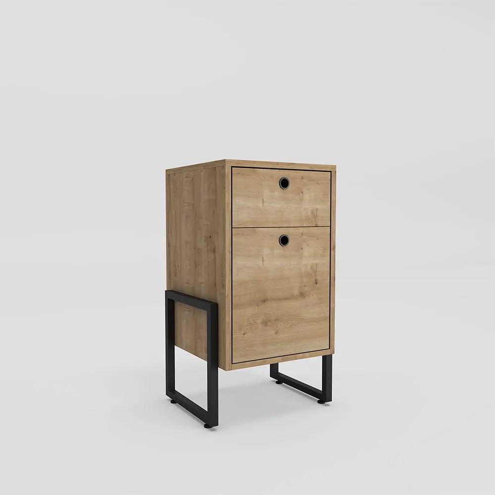 Kit Mesa Para Computador Porto 90 cm e Mesa de Cabeceira Wolli 2 Gavetas Natural - D'Rossi