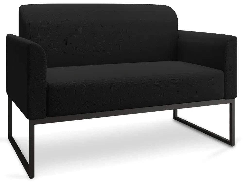 Poltrona Namoradeira Decorativa Isabella Base Industrial Linho Preto G19 - Gran Belo