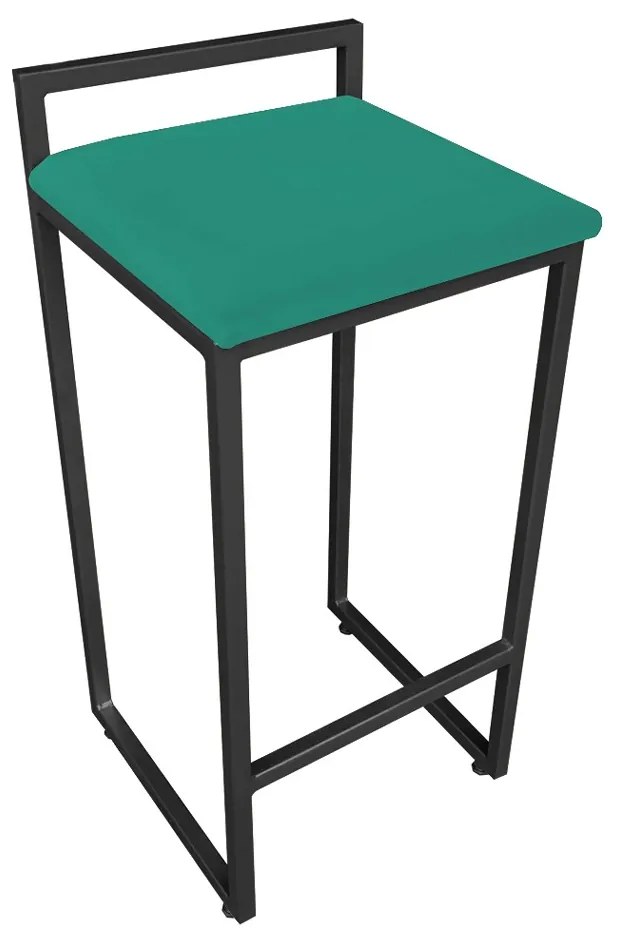 Banqueta Pietra Suede Base Preto - Verde Turquesa