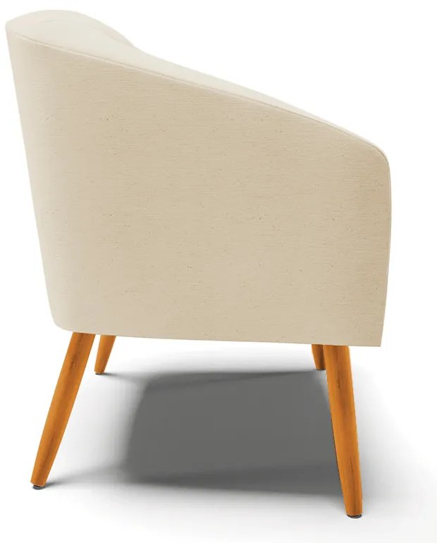 Poltrona Decorativa Pé Palito Castanho kit 2 Stella Linho D03 - D'Rossi - A32 Bege