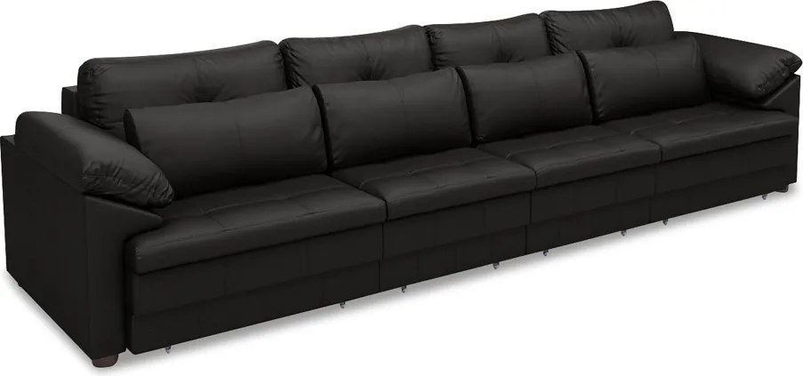 Sofá Retrátil Elétrico Sala de Estar Nolan Bipartido 339cm Conforto Premium em Couro Preto Brilho G58 - Gran Belo