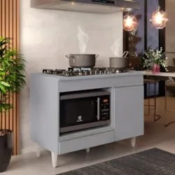 Balcão de Cozinha 102cm Para Cooktop Georgia Cinza Claro    - Lumil