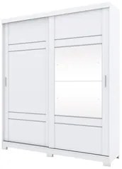 Guarda Roupa Solteiro Com Espelho 2 Portas Verg Flex Branco/Rosa Chá -