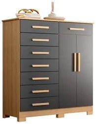 Cômoda Sapateira 8 Gavetas 2 Portas 125cm Verona Nature/Titanium - Alb