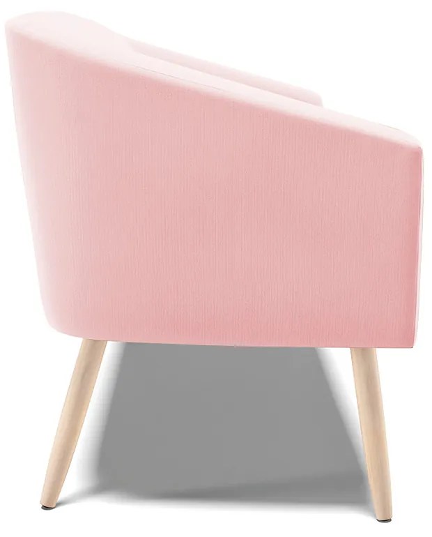 Namoradeira 02 Lugares Stella Suede Rosa Bebê Pés Palito Natural - D'Rossi