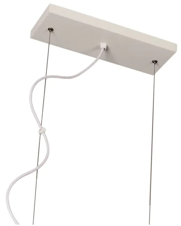 Pendente Dama 120X30Cm 3Xg9 / Cabos Kevlar Cristal / Metal E Globo Ø12... (AZO-F / CB-V - Azul Oceano Fosco / Cobre Brilho Escovado, FOSCO)