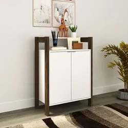 Armário Baixo Multiuso AZ1008 Branco/Nogal - Tecno Mobili