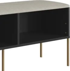 Banco Sapateira Estofada Para Quarto Pé Metal Arlo A10 Nero/Dourado -
