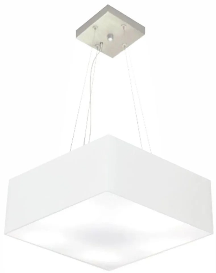 Lustre Pendente Quadrado Md-4194 Cúpula em Tecido 12/40x40cm Branco - Bivolt