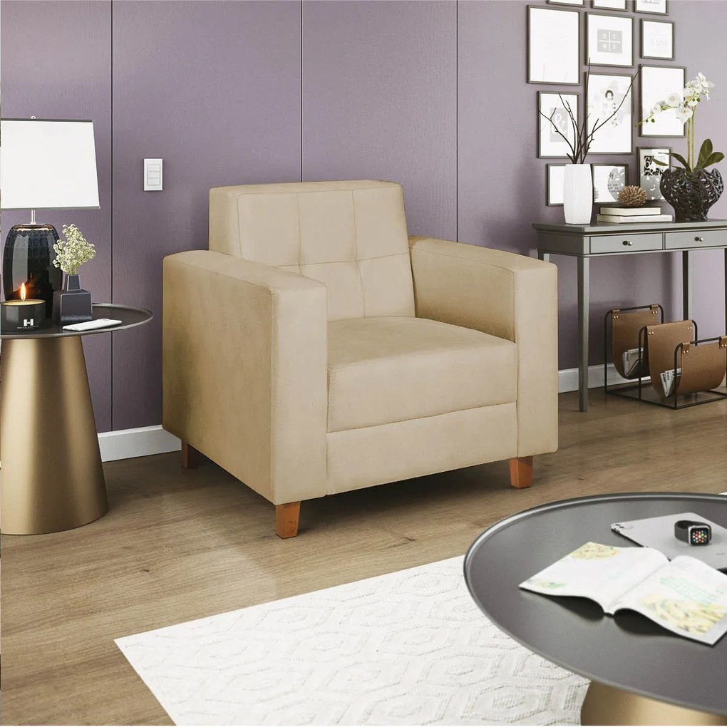 Poltrona Decorativa Denver Corano Bege - ADJ Decor