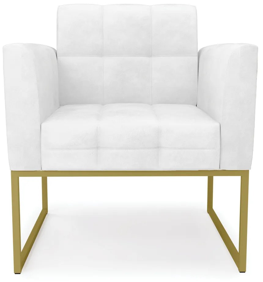 Poltrona Elisa Corano Base Metálica Industrial Dourado - D'Rossi - Branco