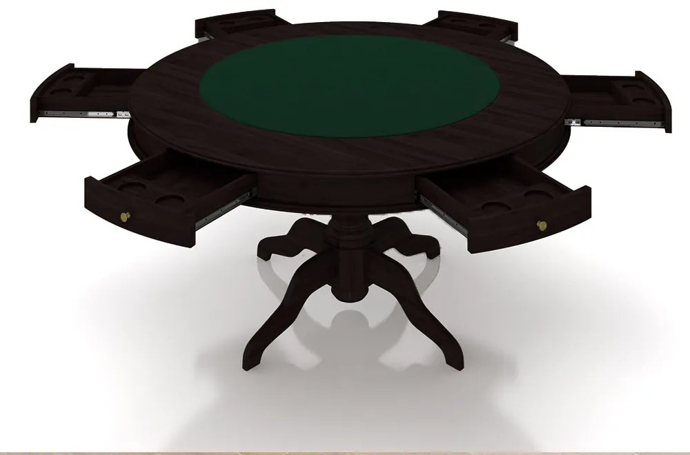 Conjunto Mesa de Jogos Carteado Bellagio Tampo Reversível Verde e 6 Cadeiras Madeira Poker Base Estrela Linho Cinza/Tabaco G42 - Gran Belo