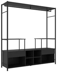Guarda Roupa Closet Casal Industrial 174cm 2 Gavetas Barcelona Preto T