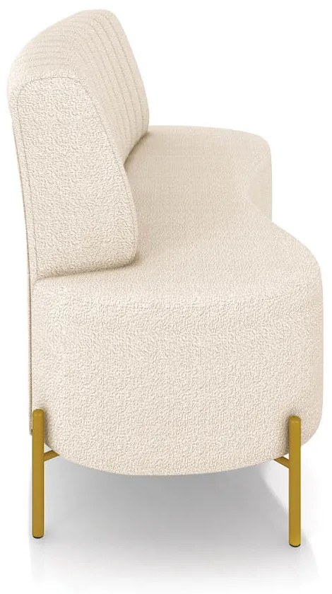Sofá Orgânico 2 Lugares 135cm Pé Ferro Dourado Maraú Bouclê K01 - D'Rossi - Bege