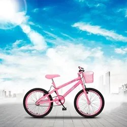 Bicicleta July Infantil Juvenil Aro 20 Aço com Cestinha e Freio V-Brak