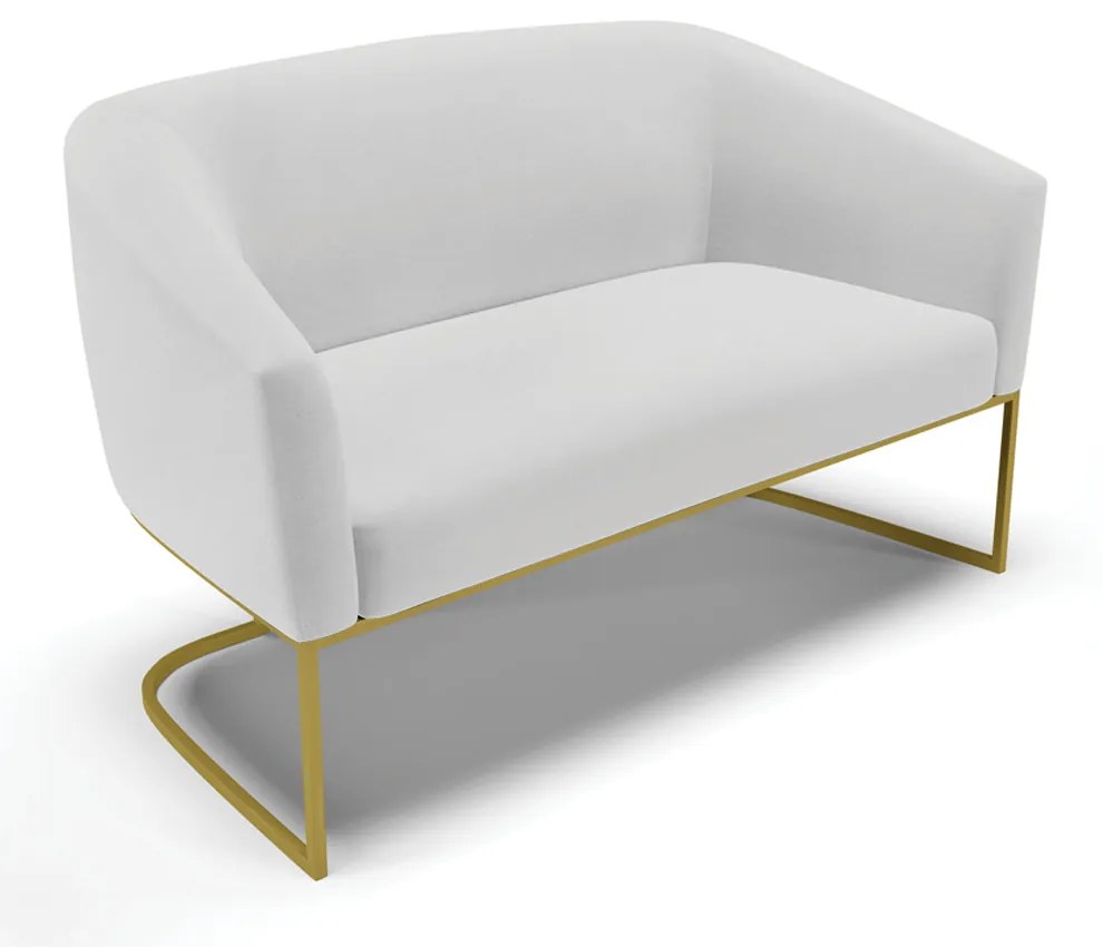 Sofá Namoradeira e Poltrona Base Industrial Dourado Stella Linho D03 - D'Rossi - A05 Cinza