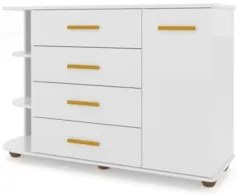 Cômoda Infantil com Cantoneira Laura 1 Porta Z39 Branco - Mpozenato
