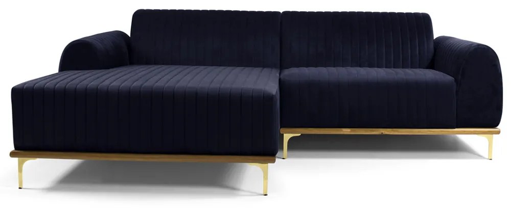 Sofá 3 Lugares Lisboa D07 com Chaise Esquerda 230cm Veludo Marinho - D'Rossi
