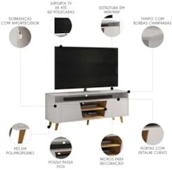 Rack Bancada de TV 60 Pol 150cm Elaine D04 Cedro/Bali - Mpozenato